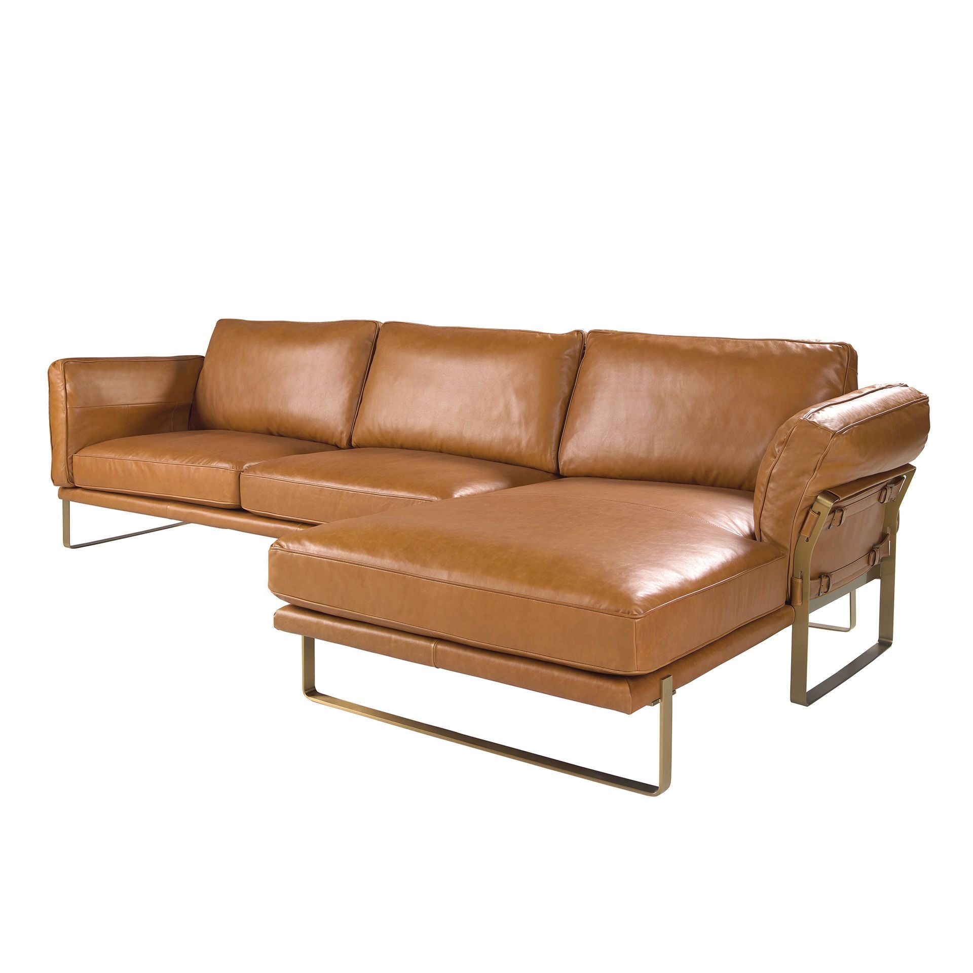 Sofá chaise longue izquierda piel camel