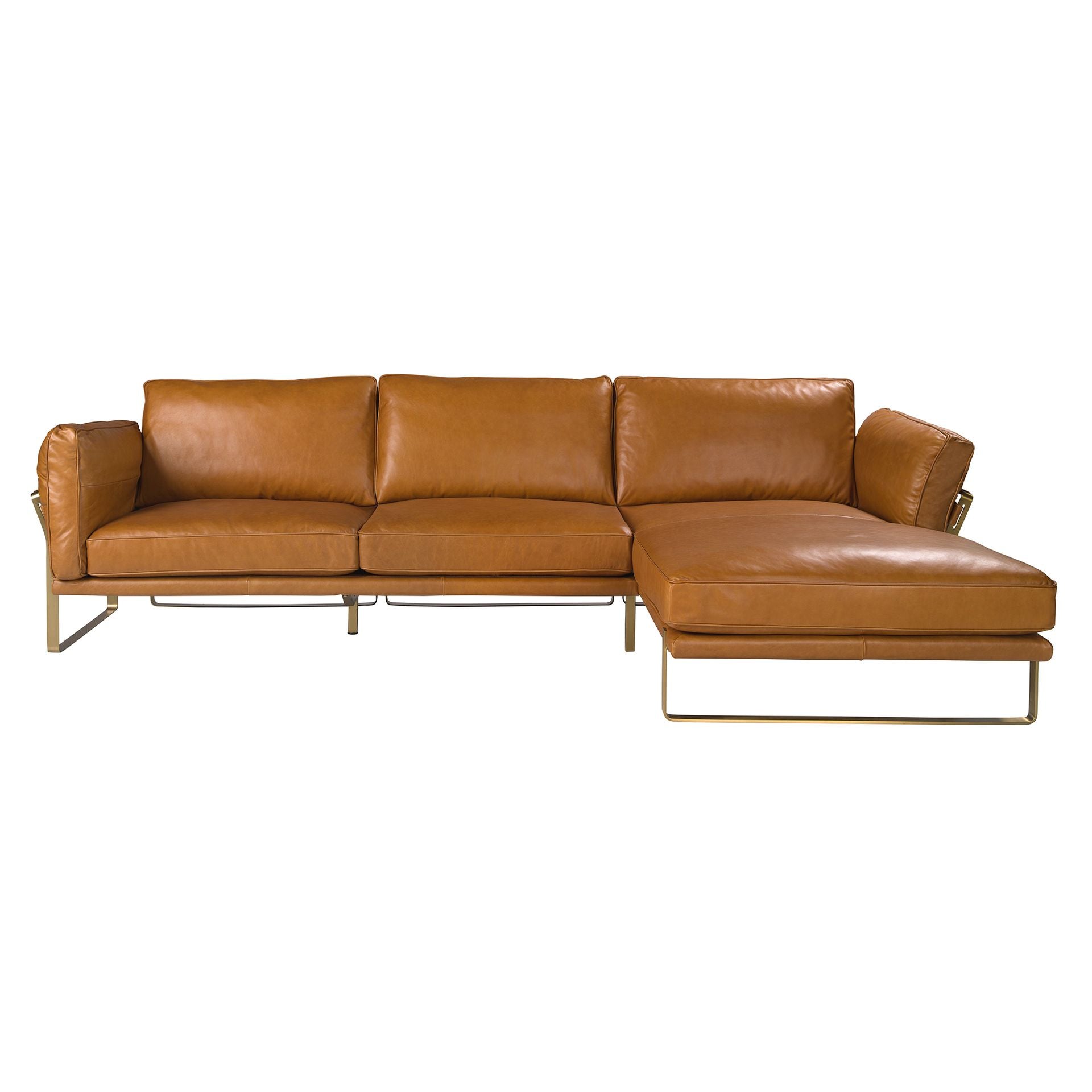 Sofá chaise longue izquierda piel camel