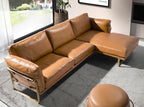 Sofá chaise longue izquierda piel camel