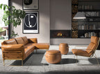 Sofá chaise longue izquierda piel camel
