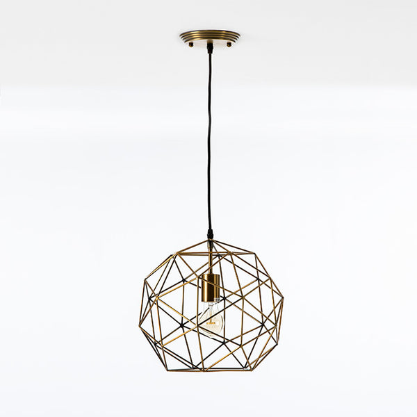 Llum de sostre 32x32x30 cm de metall daurat, amb bombeta