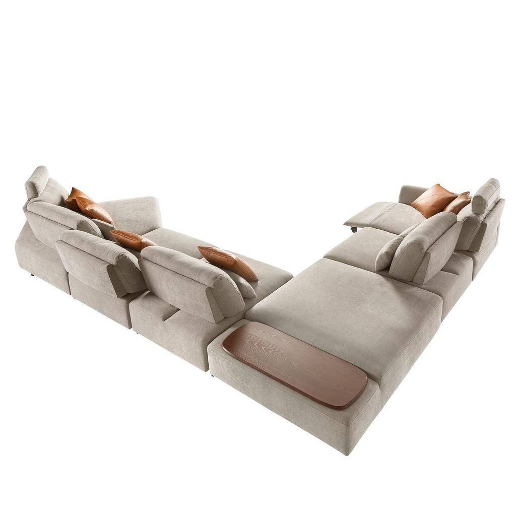 Sofá chaise longue relax modular derecho tela arena