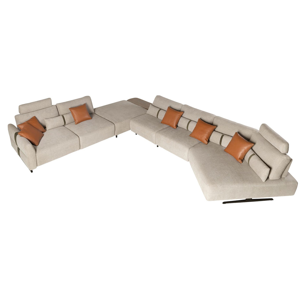 Sofá chaise longue relax modular derecho tela arena