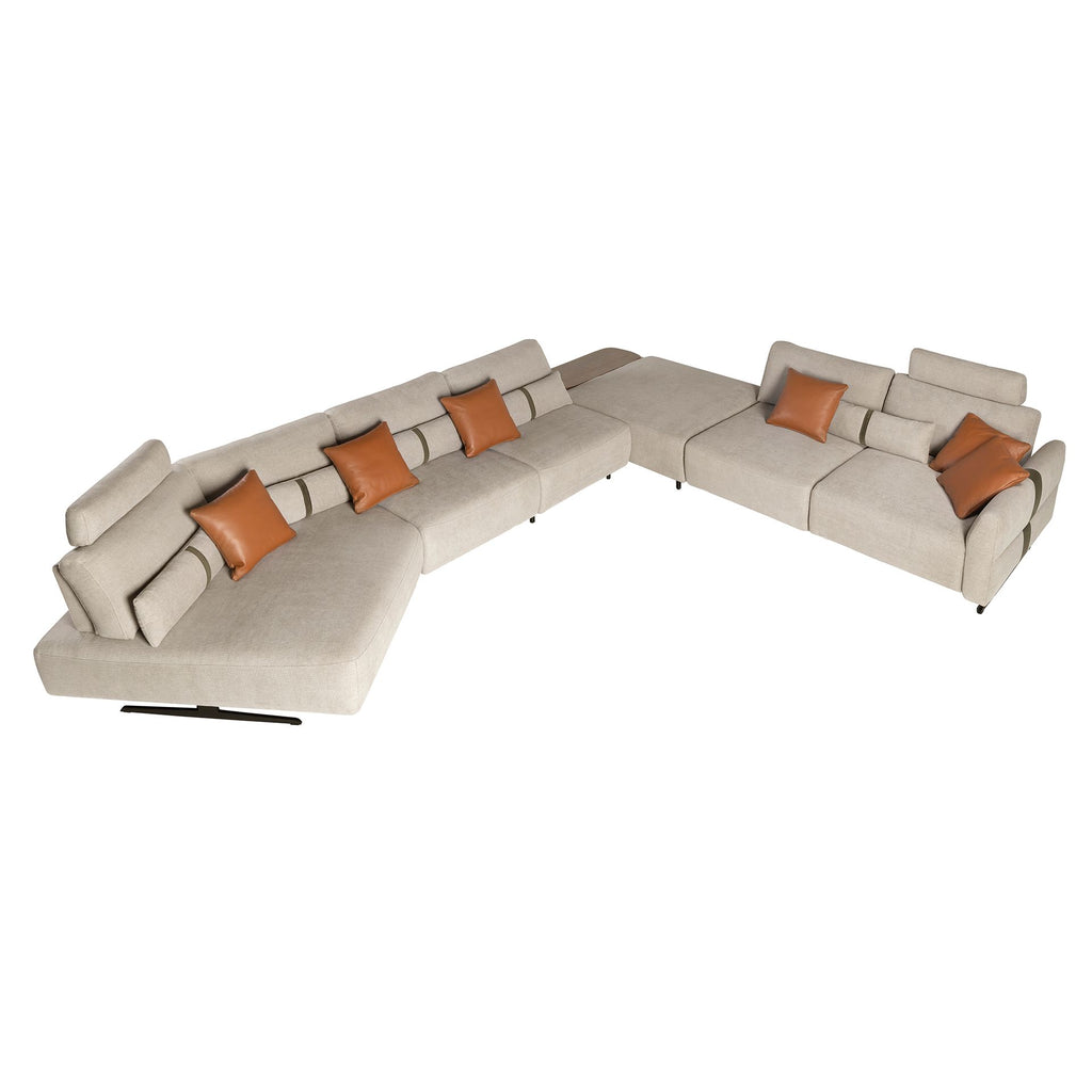 Sofá chaise longue relax modular derecho tela arena