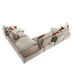 Sofá chaise longue relax modular derecho tela arena