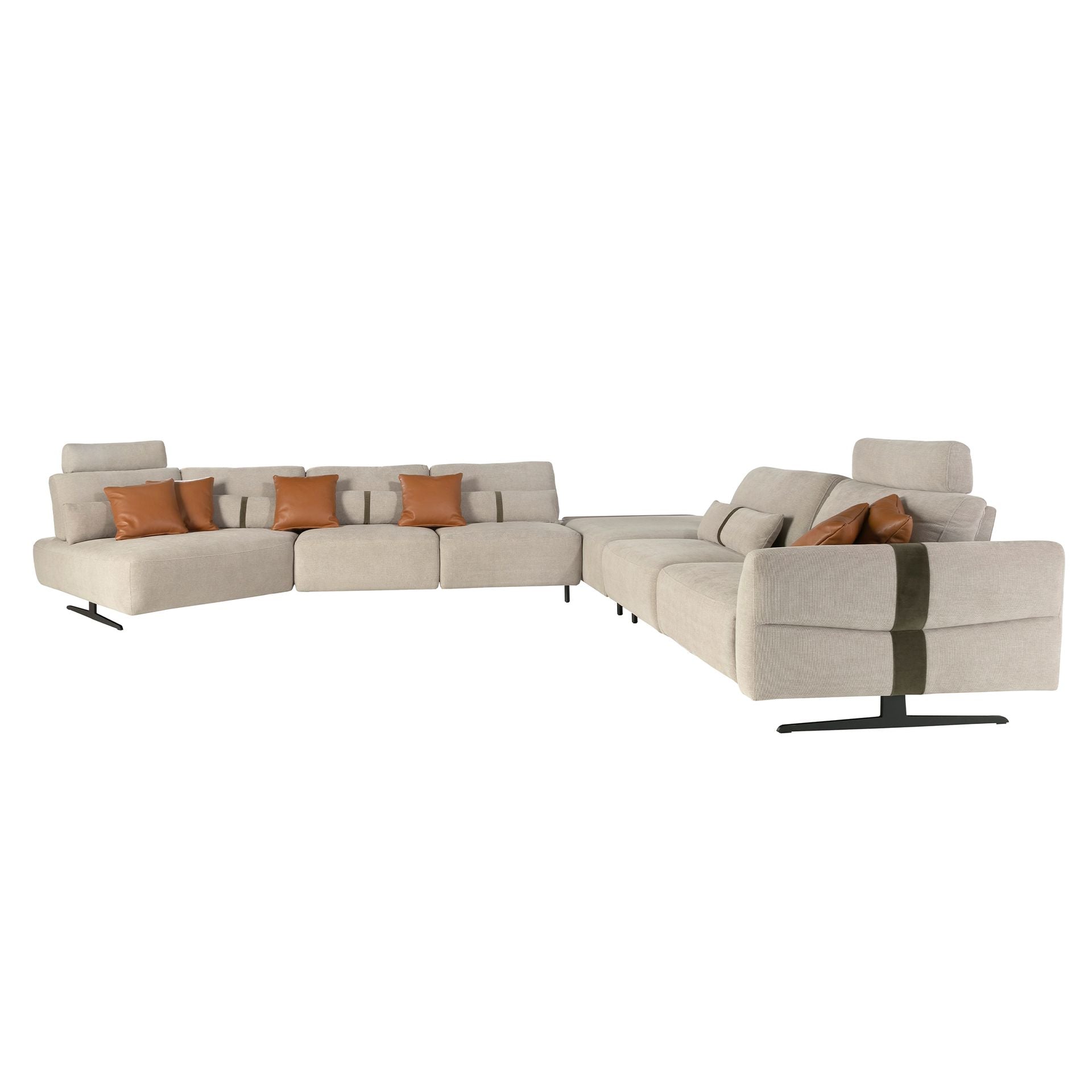 Sofá chaise longue relax modular derecho tela arena