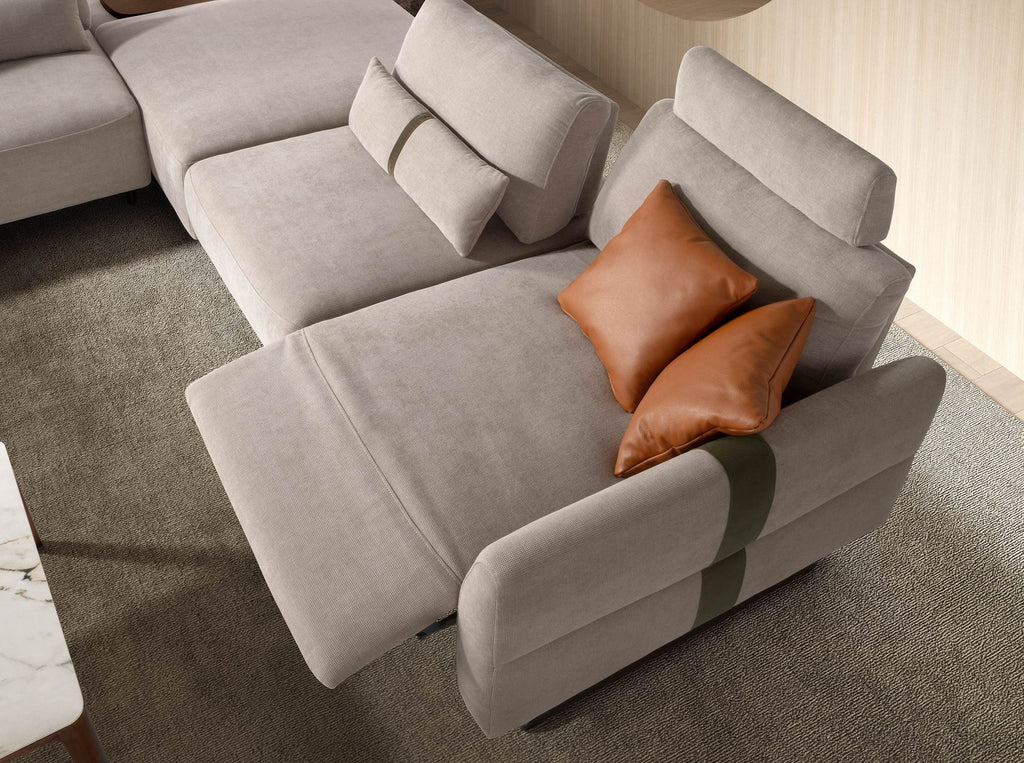 Sofá chaise longue relax modular derecho tela arena