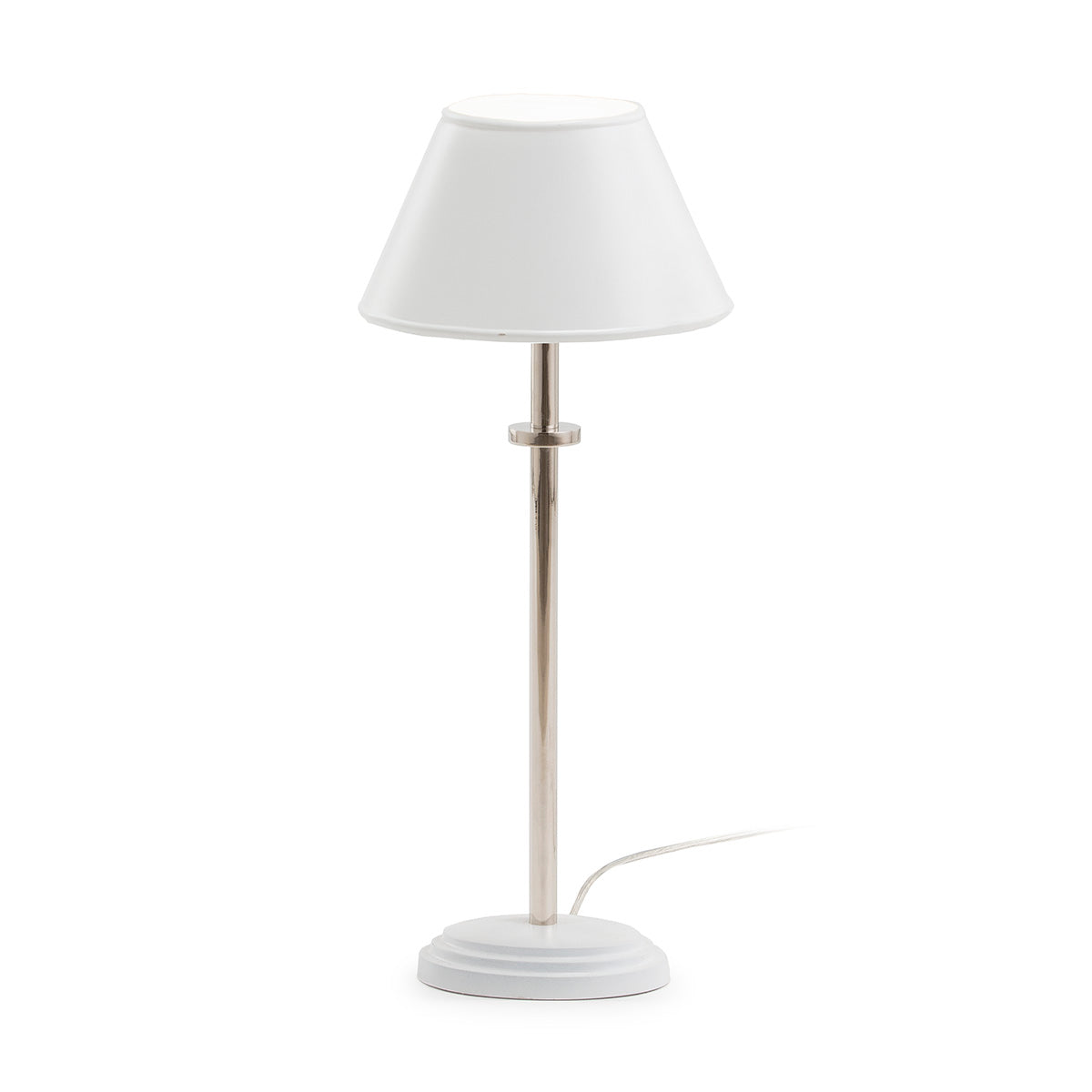 LAMPARA SOBREMESA 15x11x45 METAL BLANCO/NIQUEL