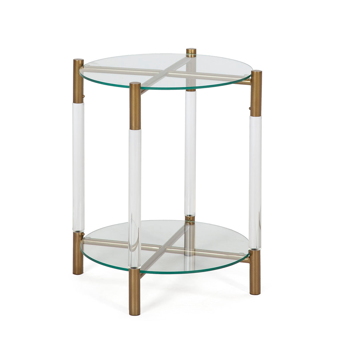 MESA AUXILIAR 45x40x52 CRISTAL/ACRILICO/METAL DORADO