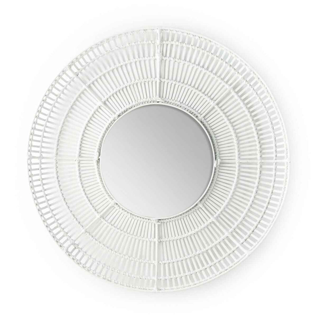 Espejo 90x8x90 Cristal/Mimbre Blanco