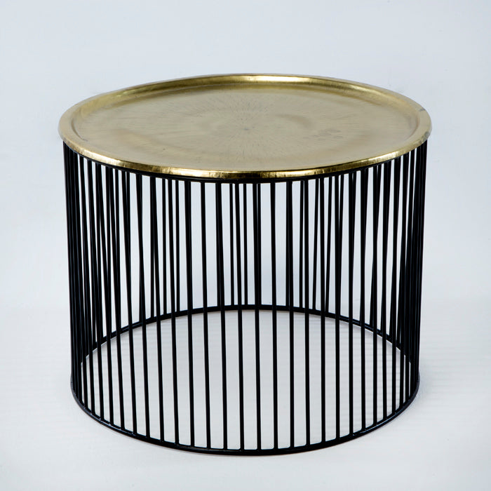 MESA AUXILIAR 56x56x42 HIERRO NEGRO/DORADO
