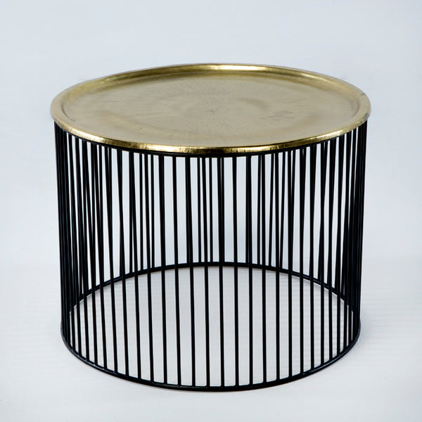 Taula auxiliar 56x56x42 cm de ferro negre i daurat