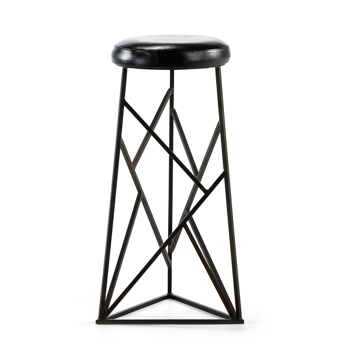 TABURETE 30x30x71 METAL NEGRO/P.PIEL NEGRO
