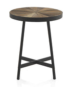 MESA AUXILIAR MADERA LAMINADA REDONDA 40 CM CON PIE METALICO