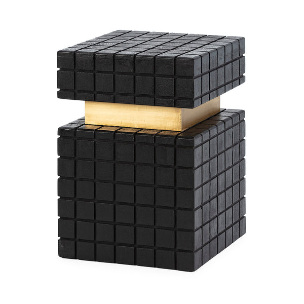Mesa auxiliar 38x38x55 cm de madera y metal negro y dorado