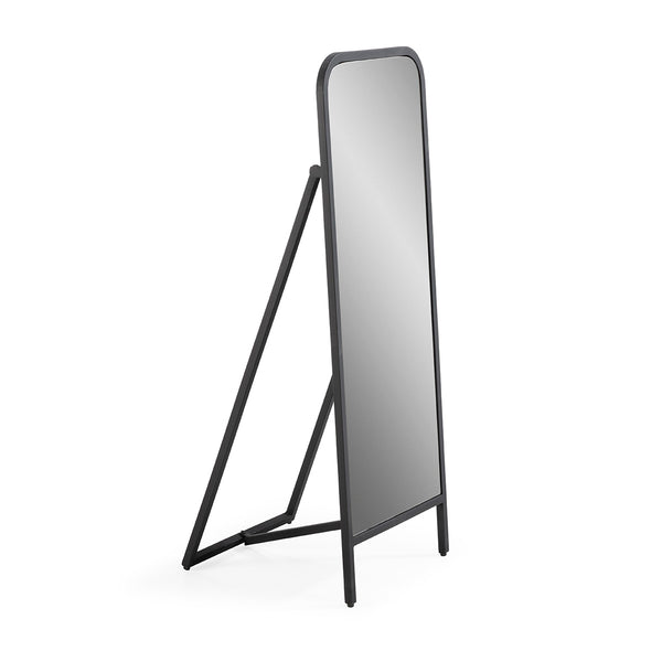Mirall de peu de vidre i metall negre 45x45x122 cm