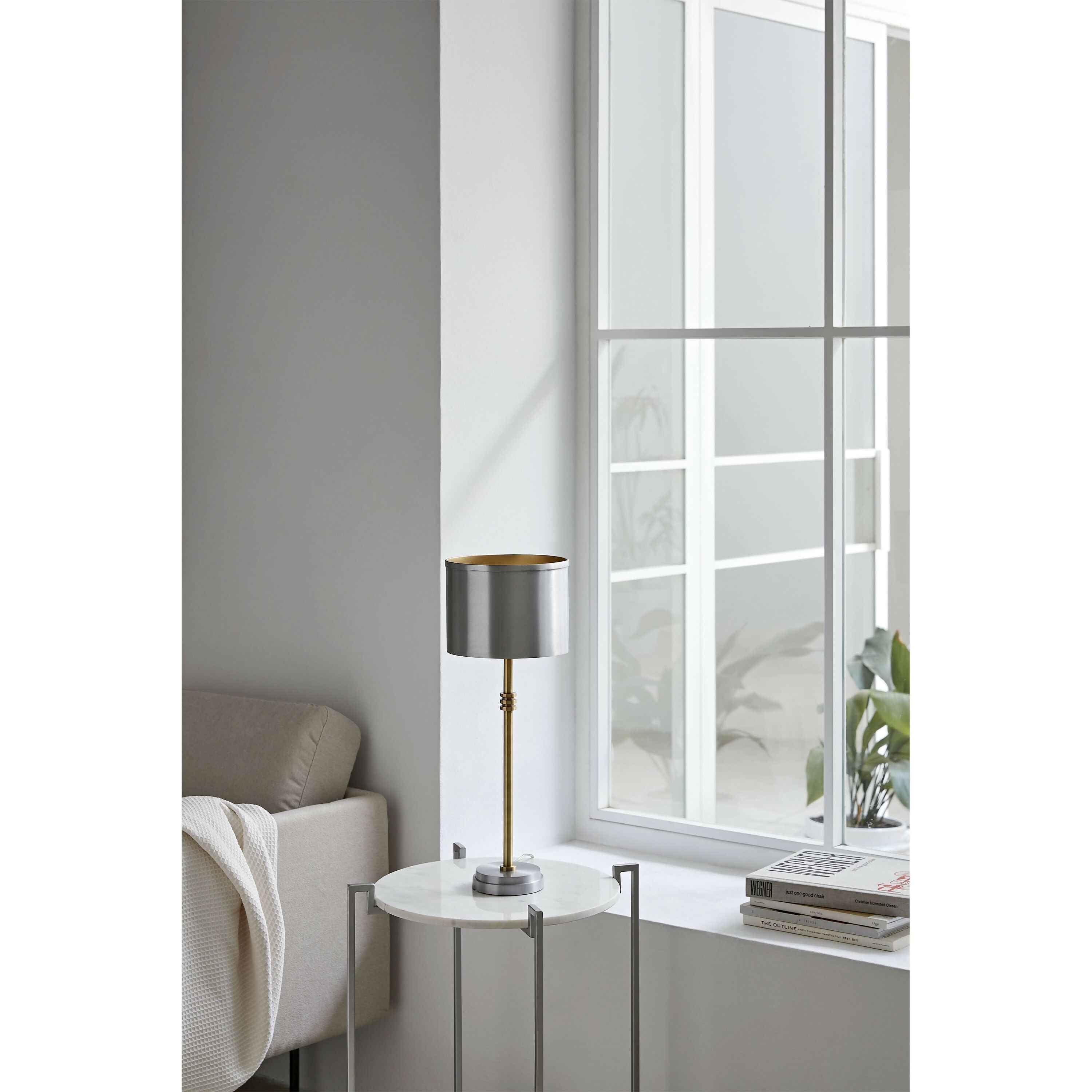 Lámpara de Sobremesa con pantalla 20x12x55 Metal Dorado/Plateado