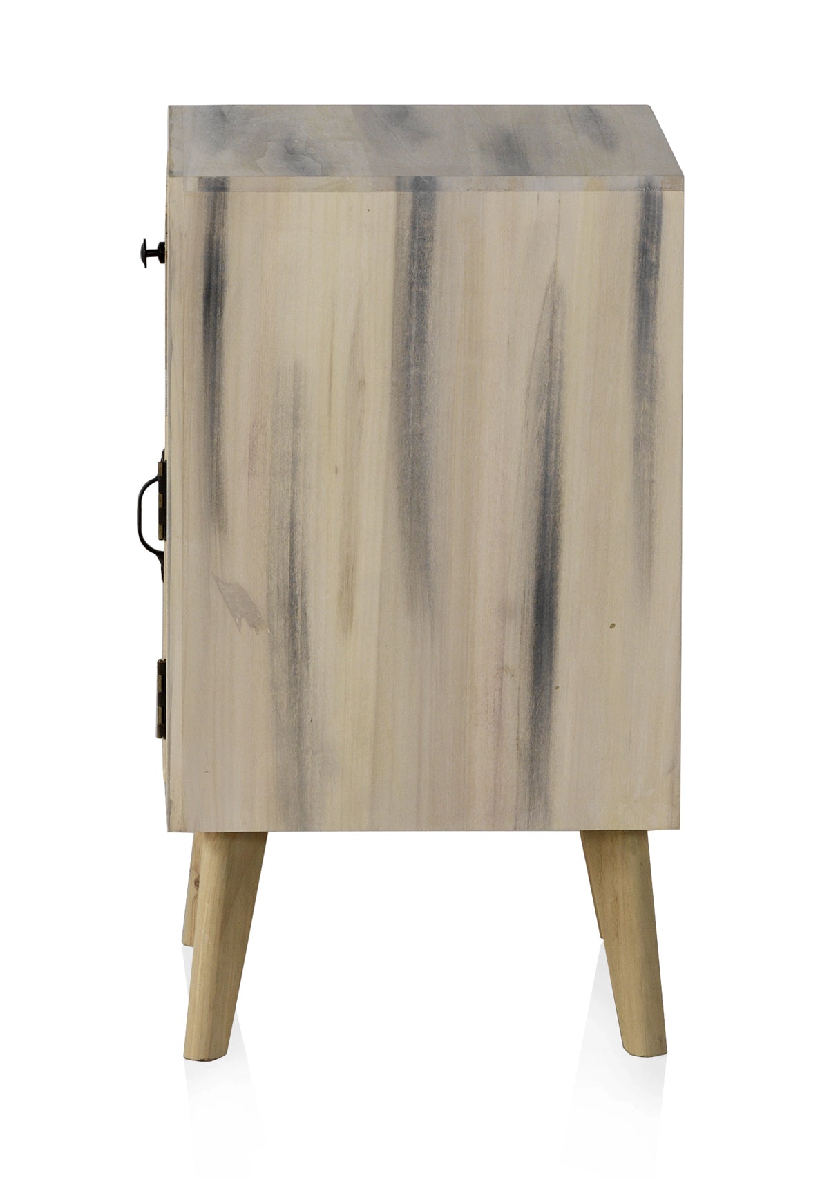 MESITA DE NOCHE MADERA DE ALAMO COLOR NATURAL, PATAS PINO MACIZO