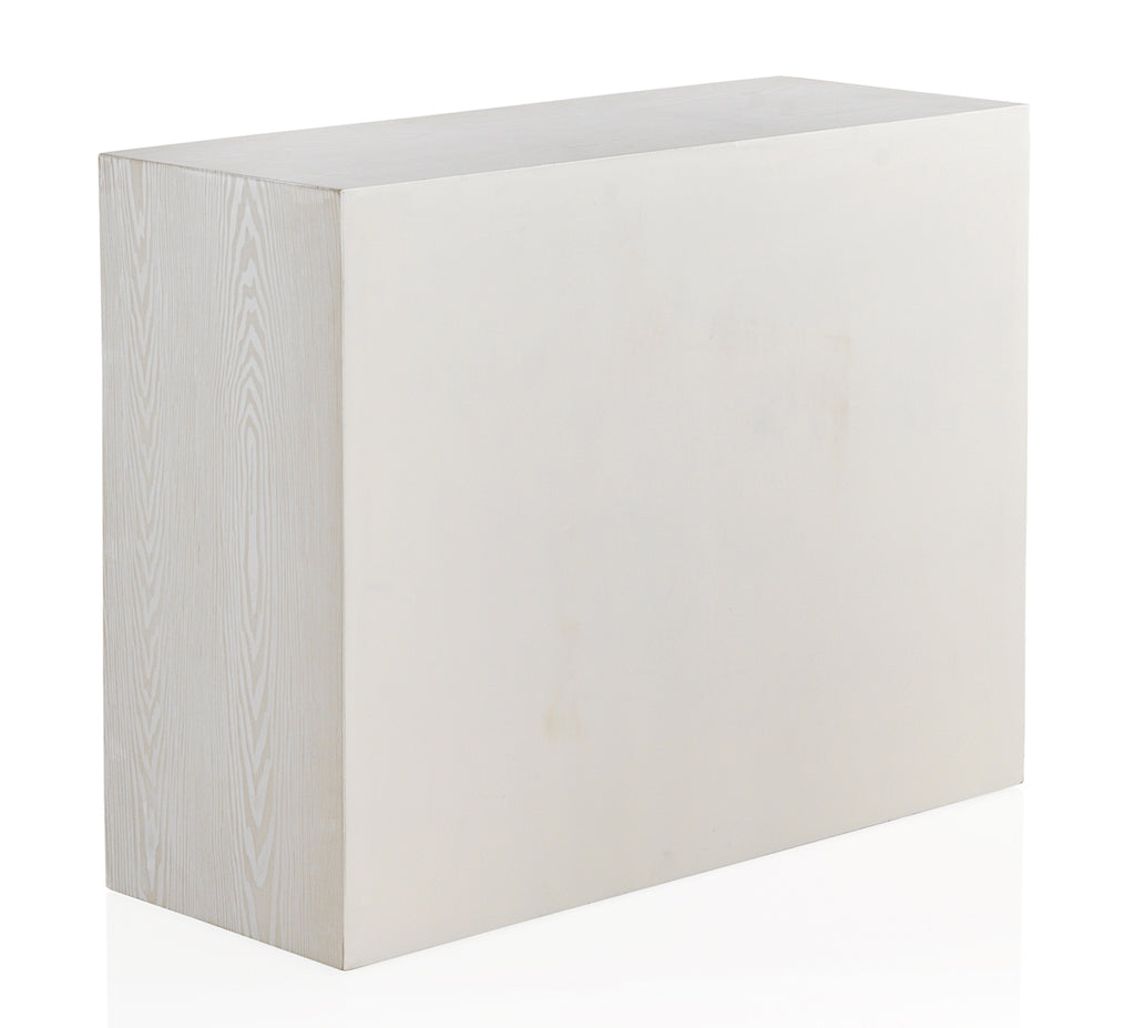 COMODA 1 PUERTA Y 3 CAJONES MADERA DE FRESNO PATINADO BLANCO