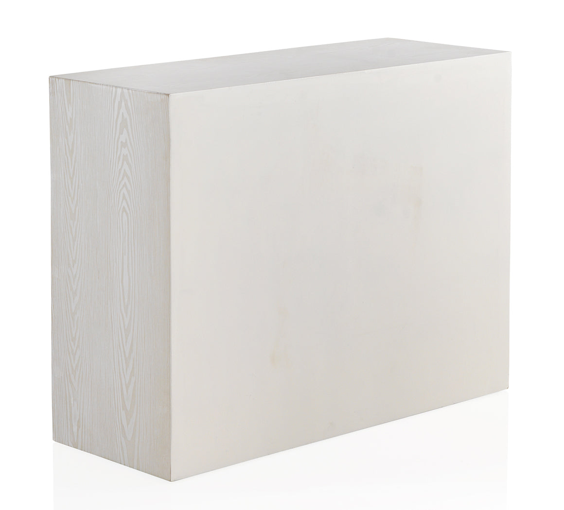 COMODA 1 PUERTA Y 3 CAJONES MADERA DE FRESNO PATINADO BLANCO