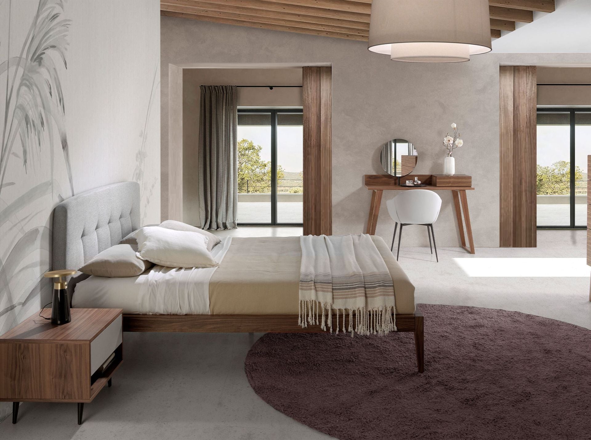 Tocador nogal con espejo