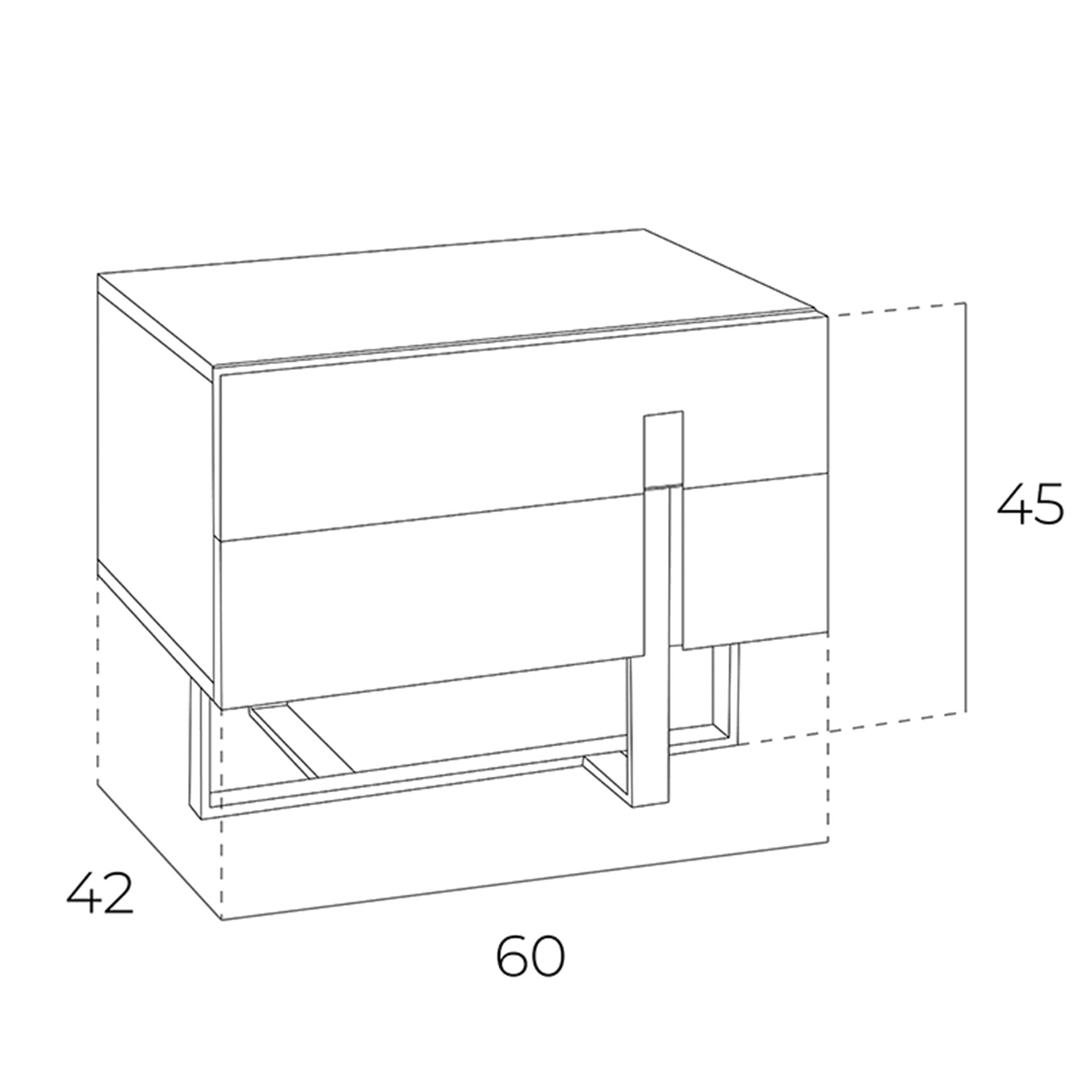 Mesita de noche madera blanco y acero cromado