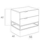 Mesita de noche madera gris y acero negro