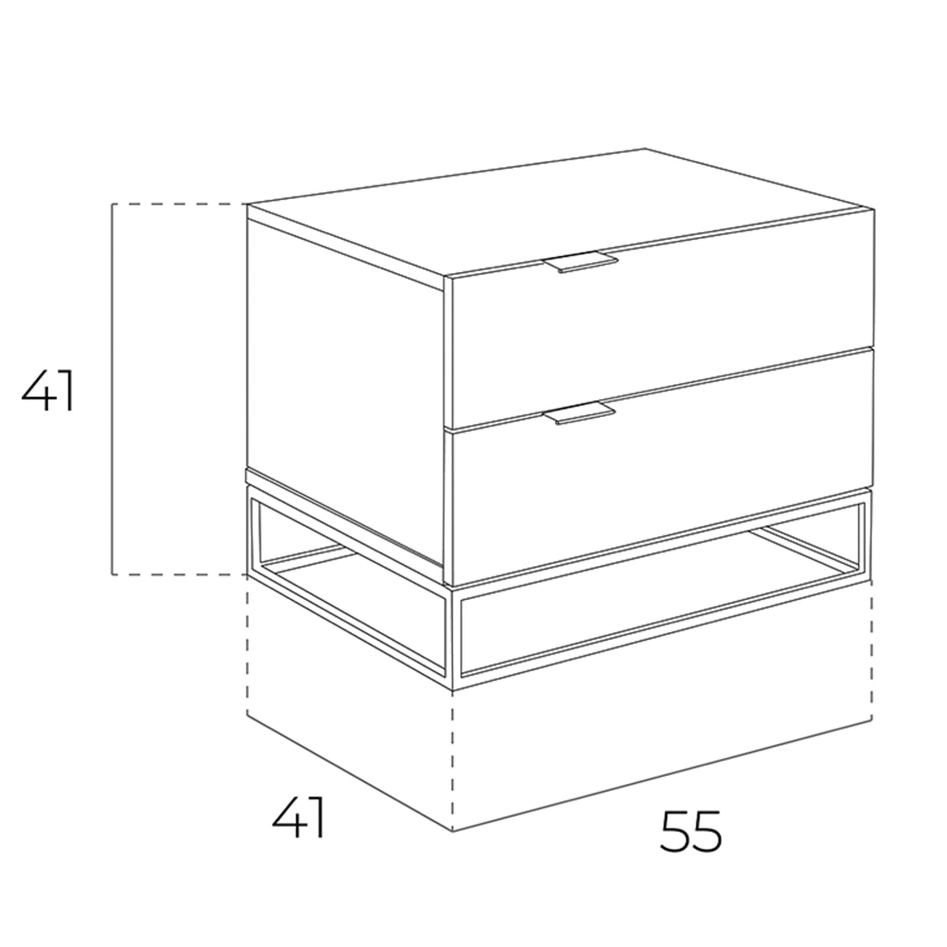 Mesita de noche madera gris y acero negro