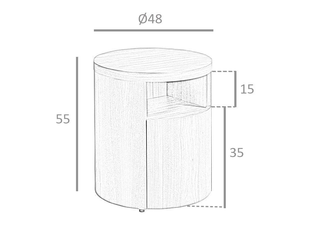 Mesita de noche madera blanca