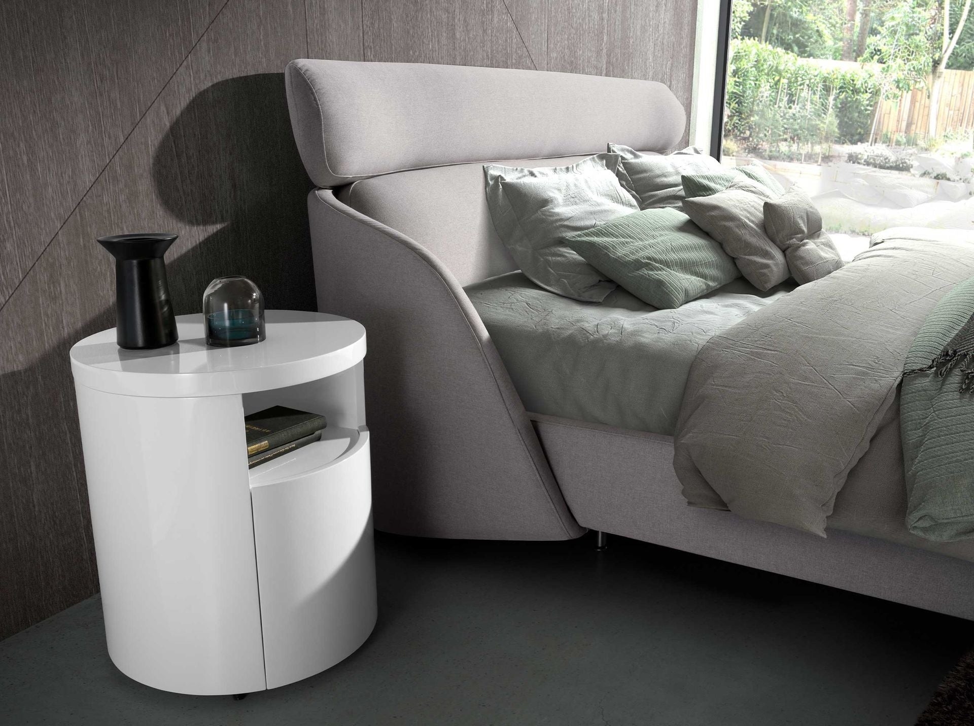 Mesita de noche madera blanca