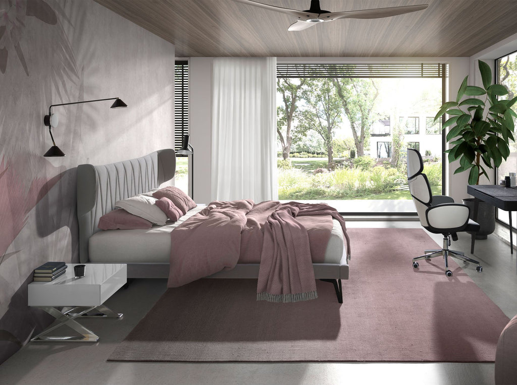 Mesita de noche madera blanca y acero cromado