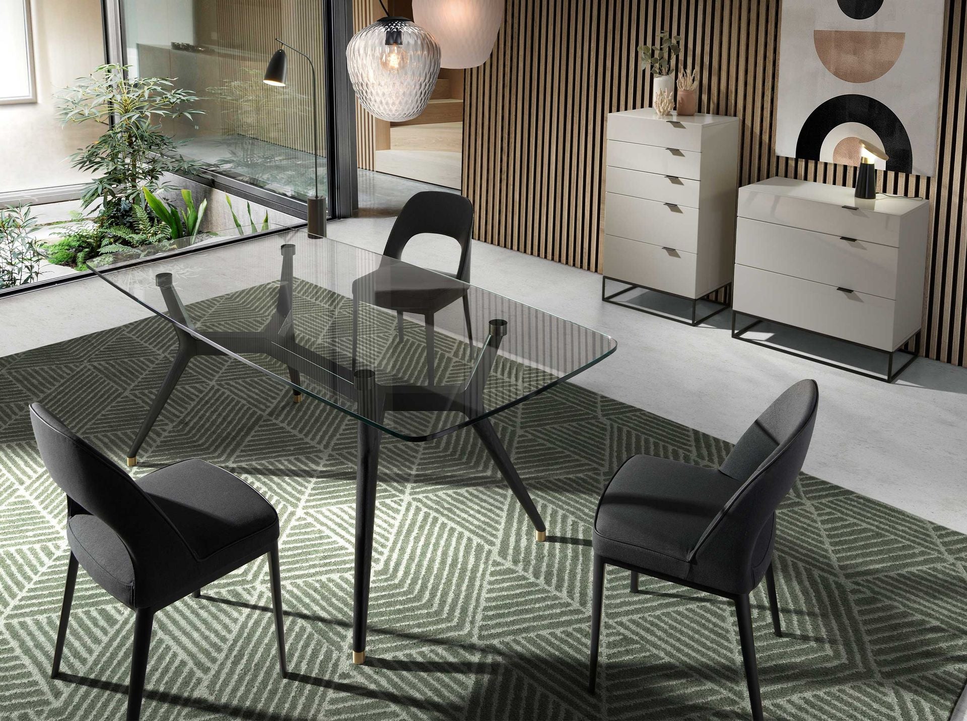 Cómoda madera gris y acero negro