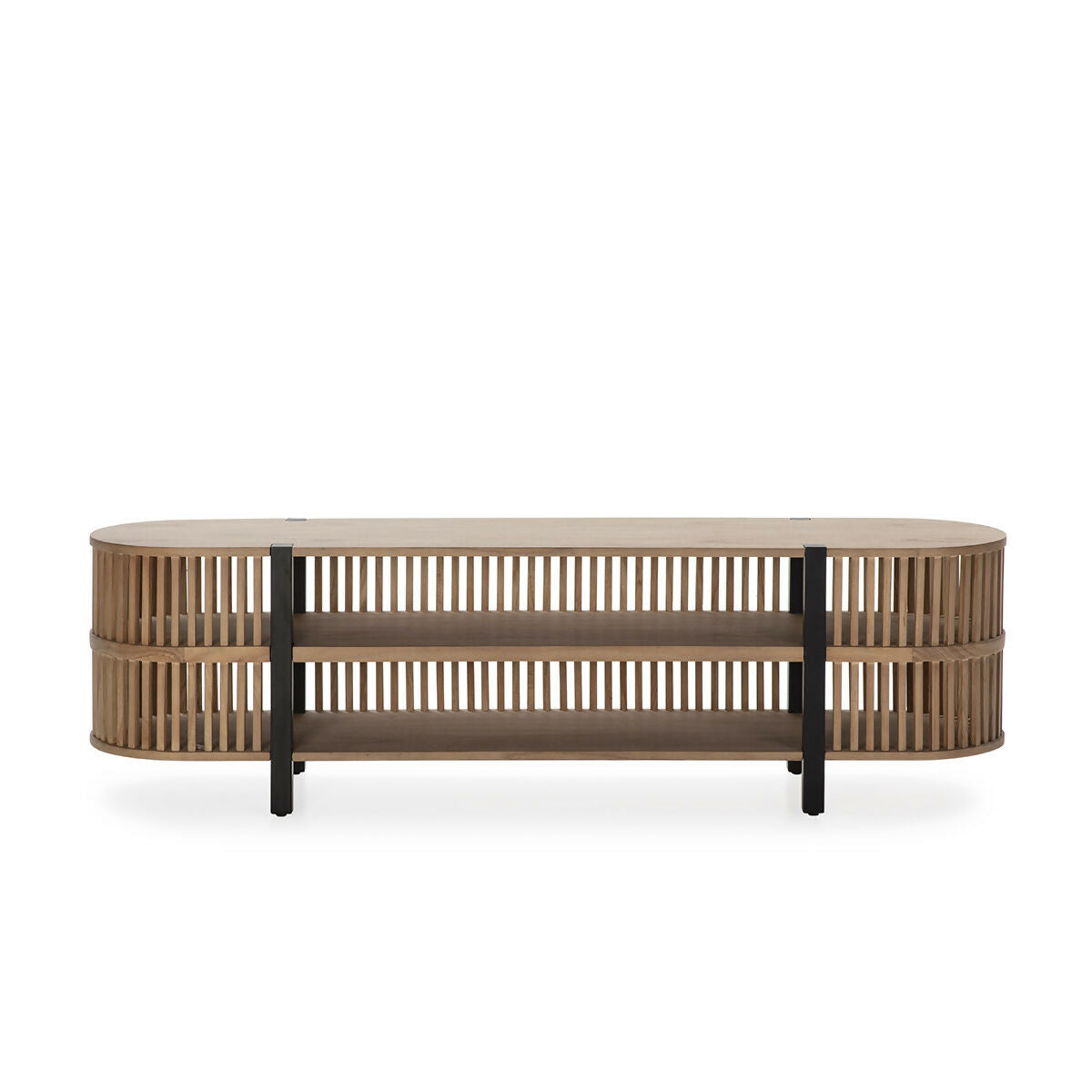 Mueble TV 175x40x50 Madera Arena/Metal Negro
