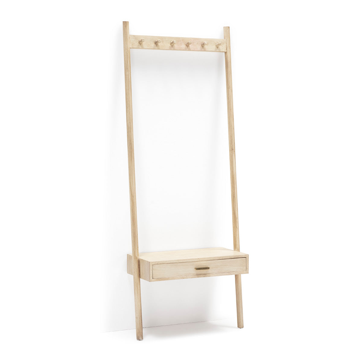 PERCHERO 73x36x190 MADERA BLANCO VELADO 1 CAJON