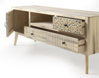 MUEBLE TV MADERA DE ALAMO COLOR NATURAL PATAS DE PINO MACIZO