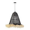 Lámpara de techo 50x60x60/200 cm de sisal negro y borla sintética beige