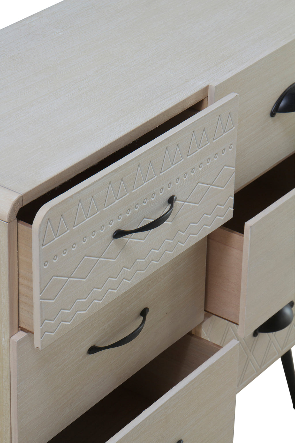 COMODA MADERA NATURAL PATAS METALICAS NEGRAS