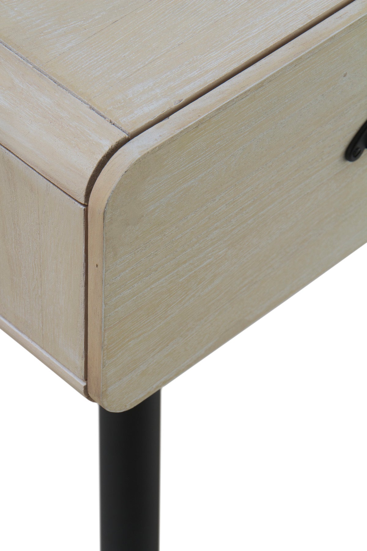 CONSOLA MADERA NATURAL PATAS METALICAS NEGRAS