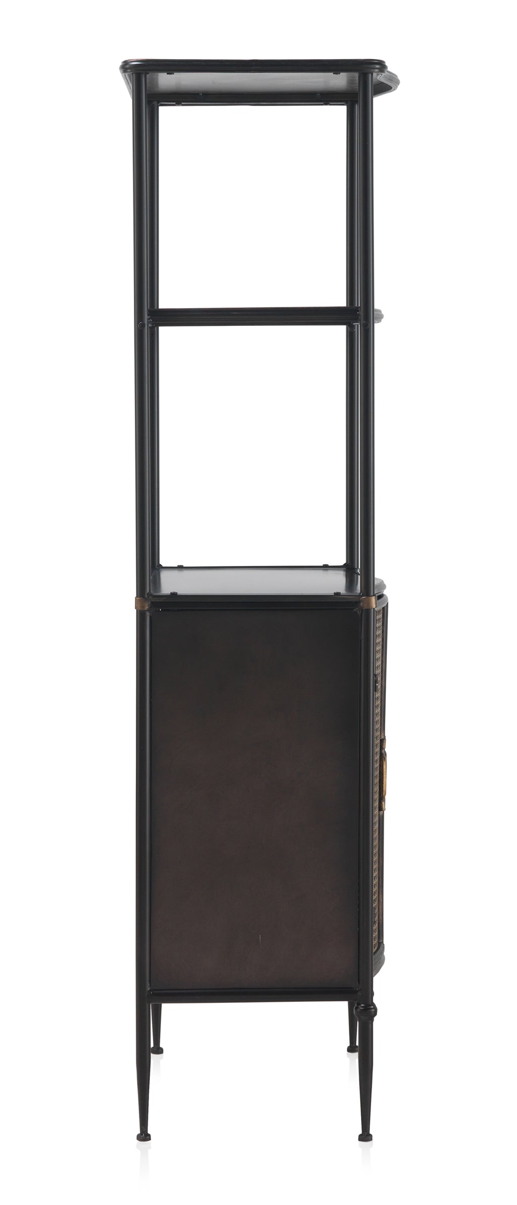 ESTANTE 2 PUERTAS EN BRONCE ESTRUCTURA METAL NEGRA