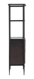 ESTANTE 2 PUERTAS EN BRONCE ESTRUCTURA METAL NEGRA