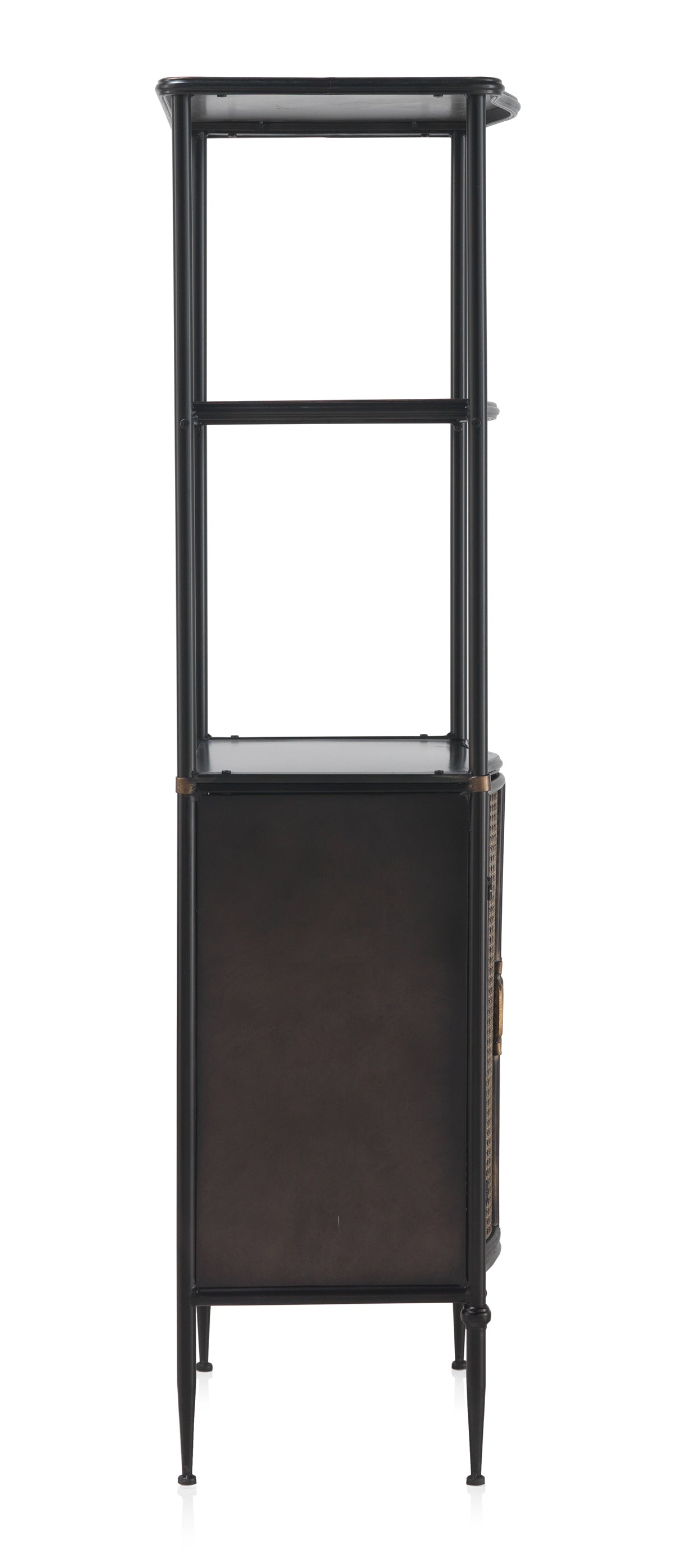 ESTANTE 2 PUERTAS EN BRONCE ESTRUCTURA METAL NEGRA