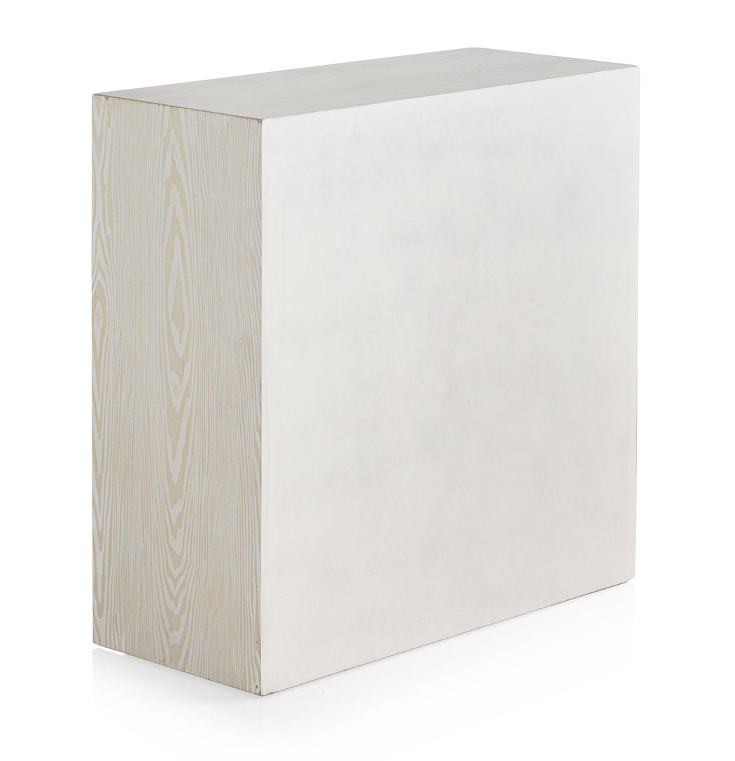 COMODA 2 PUERTAS MADERA DE FRESNO PATINADO BLANCO