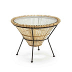 Mesa de Centro 68x68x50 Mimbre/Metal Natural/Negro