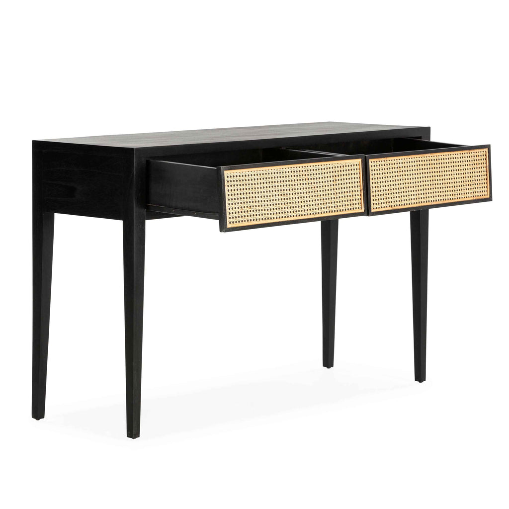 Consola 140x45x87 Madera de Cedro/Ratán -- Negro/Natural