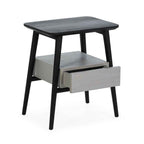 Mesita de Noche 50x38x60 Madera de Cedro Negro/Natural con Pátina Gris