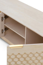 MUEBLE TV 3 PUERTAS CHAPADO EN ROBLE ACABADO EN MARFIL