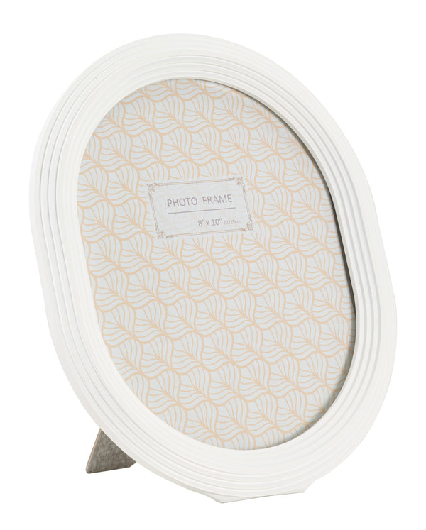 Marco oval de resina blanca 25x2x30 cm