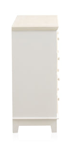 COMODA 5 CAJONES MADERA BLANCO SOBRE Y FRONTIS EN CREMA