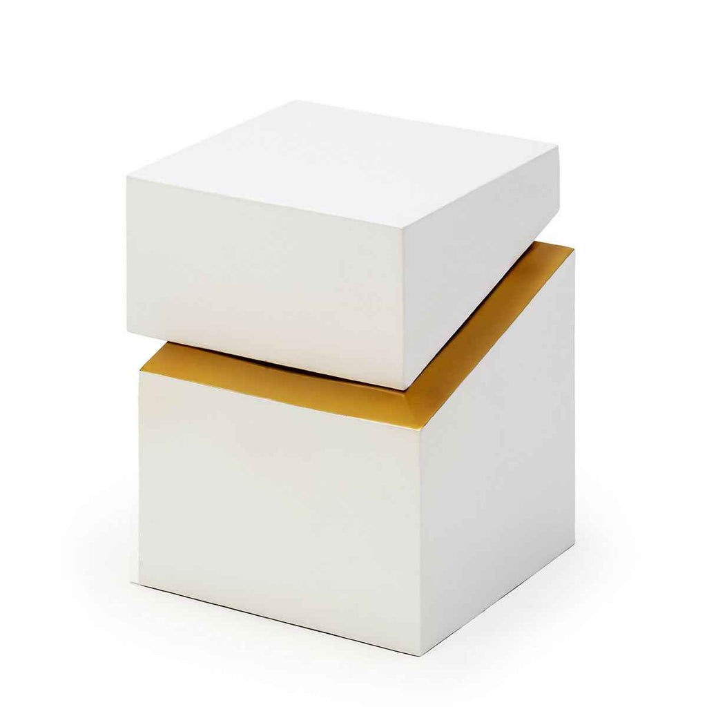 Mesa Auxiliar 40x42x43 Metal Blanco/Dorado