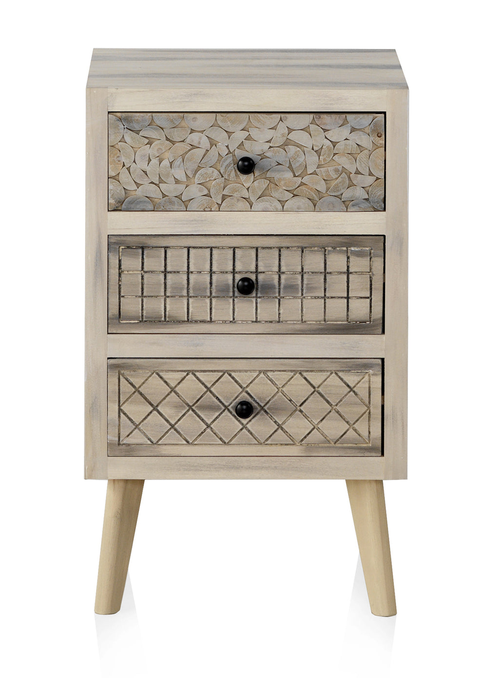 MESITA DE NOCHE MADERA DE ALAMO COLOR NATURAL, PATAS PINO MACIZO